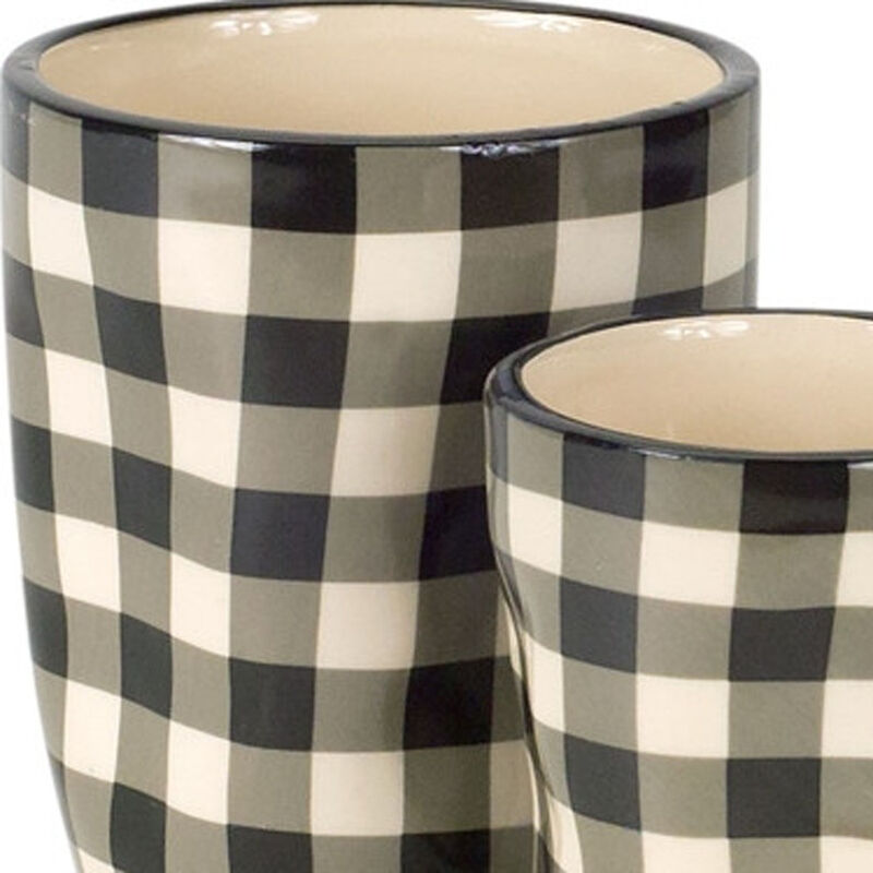 Hivvago Beige Set of Six Dolomite 1.66234 ounce Round Pot Planter