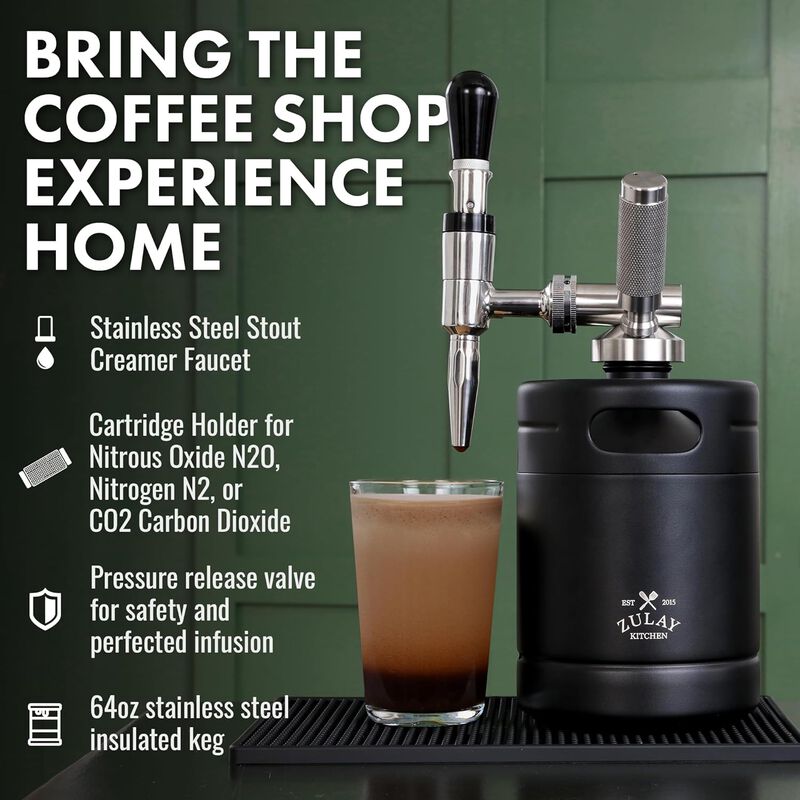 Nitro Cold Brew Maker with Pressure Relieving Valve & Creamer Faucet image number 2