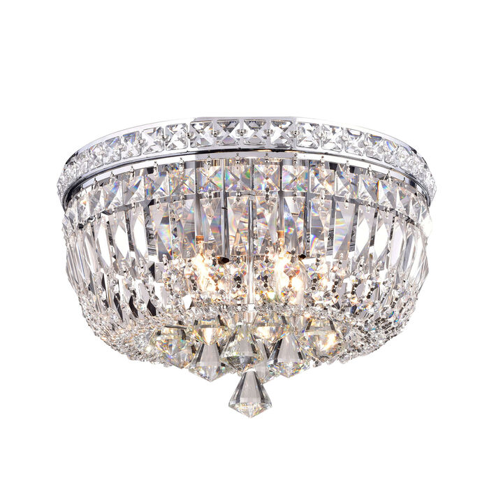 Josie 4-light 15" Chrome and Crystal Flushmount Chandelier