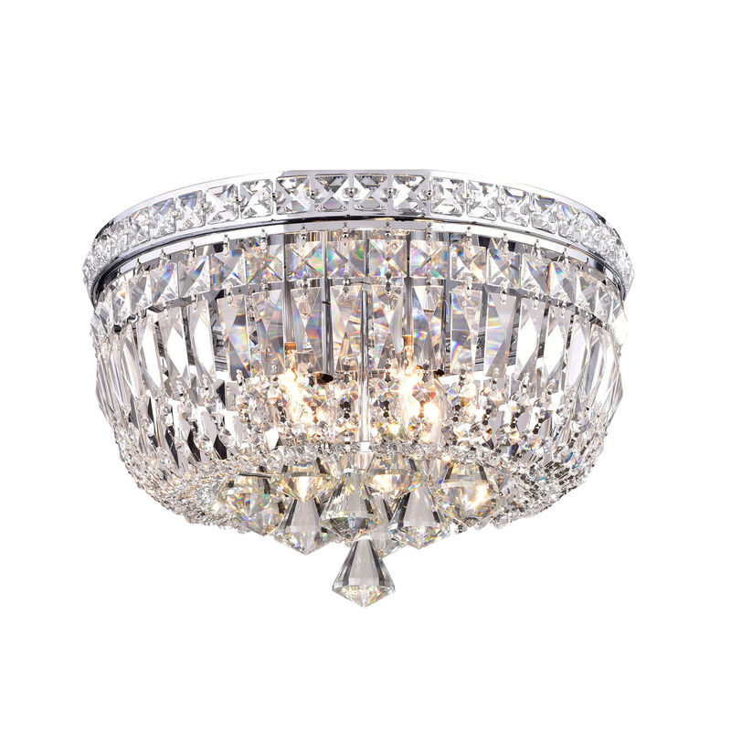 Josie 4-light 15" Chrome and Crystal Flushmount Chandelier image number 0