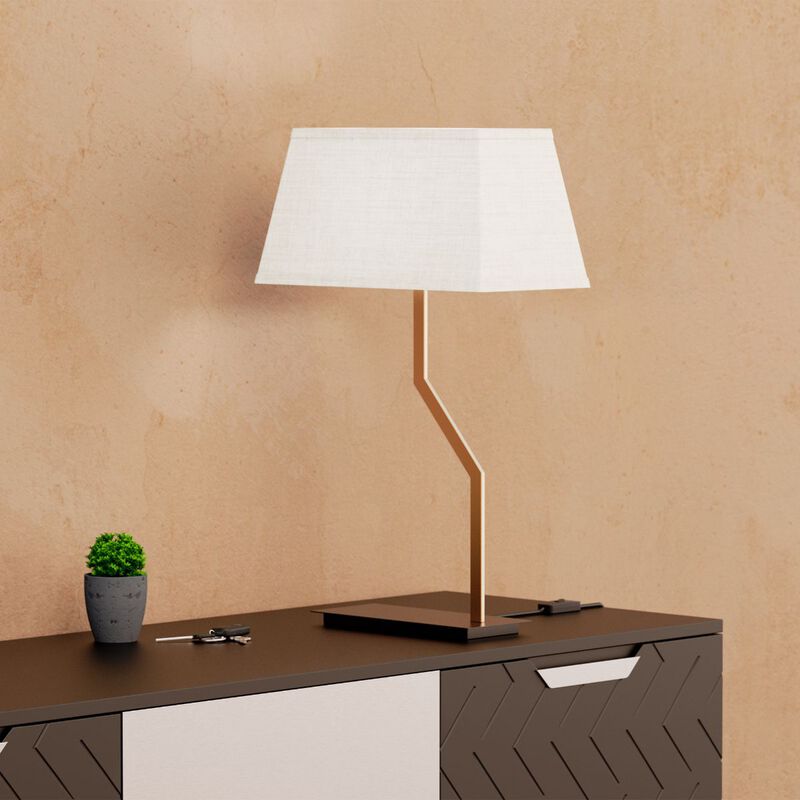 Angled Brass Table Lamp with Textured Shade - 25 in. - E26 Bulb Compatible - Modern Elegance
