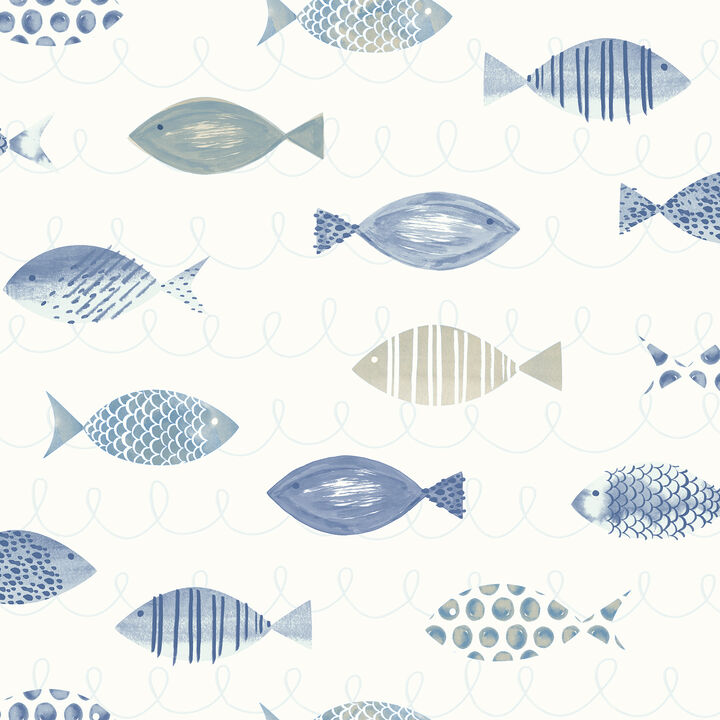 Key Blue Sea Fish Wallpaper (Set of 2)