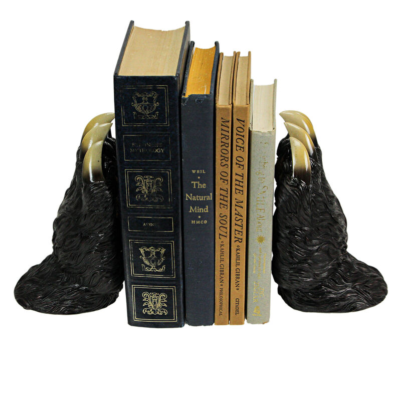 7 Inch Bear Paw Decorative Bookends Rustic Resin Shelf Organizer Cabin Home image number 3