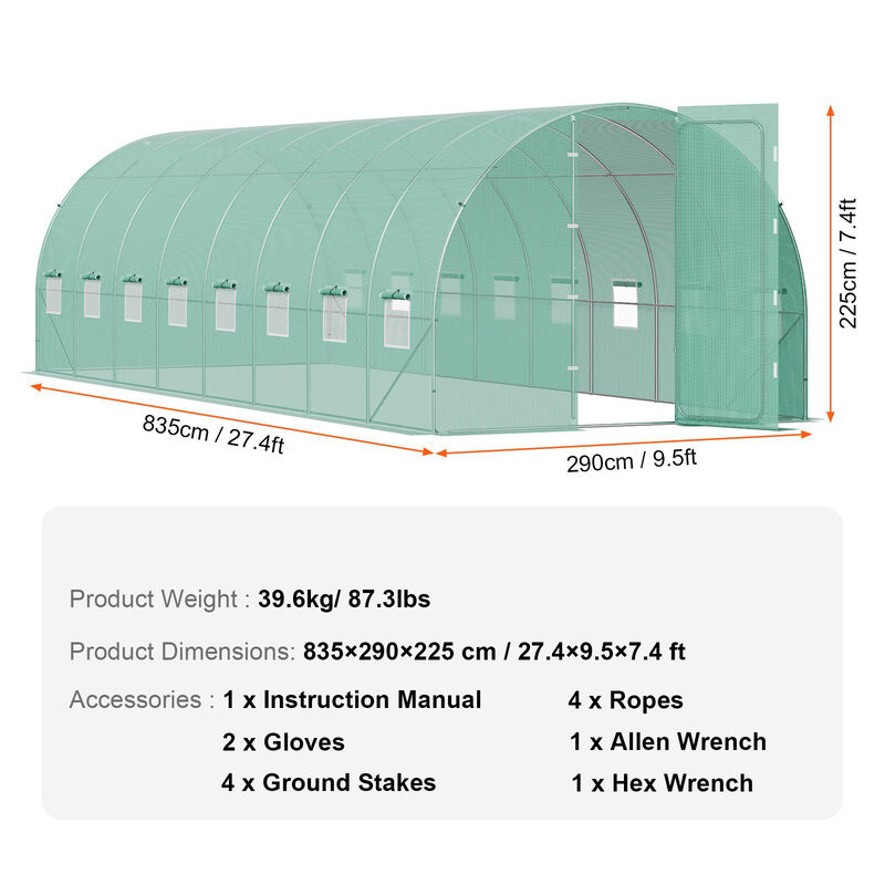 Galvanized Frame Walk-In Greenhouse with All-Weather PE Cover for Plants and Seedlings