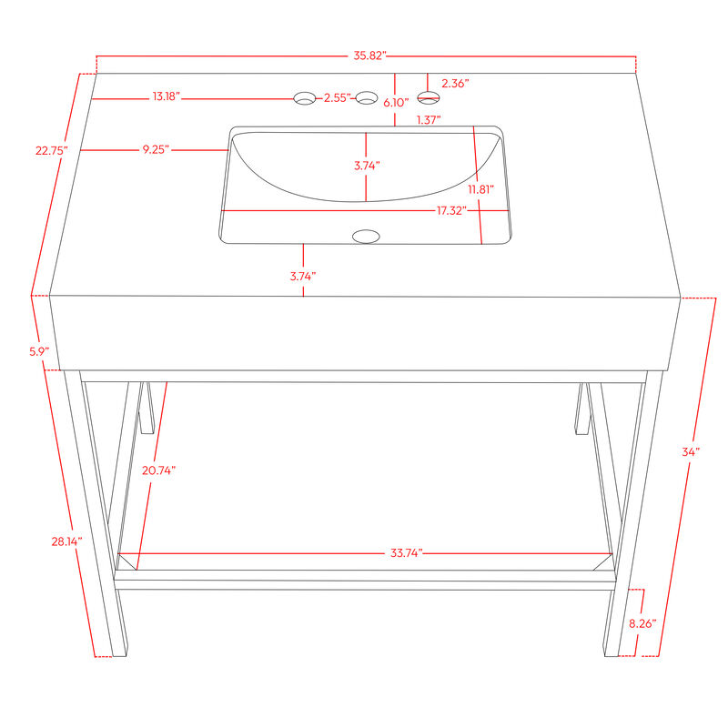 Meridian Furniture Marmo Black Engineered Marble Bathroom Vanity image number 6