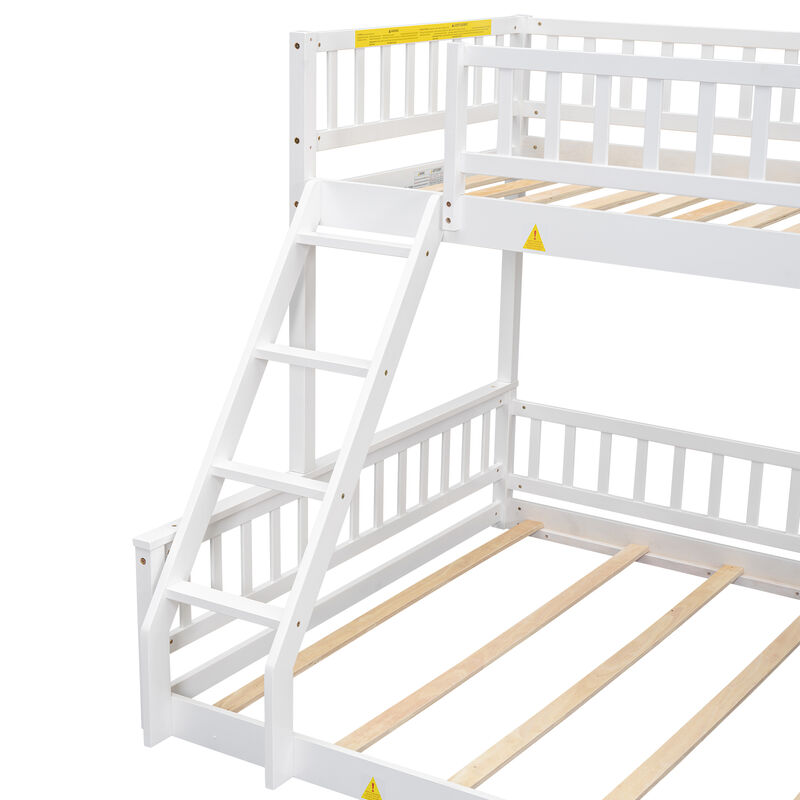 Whisen Twin XL over Queen Bunk Bed with Ladder and Guardrails