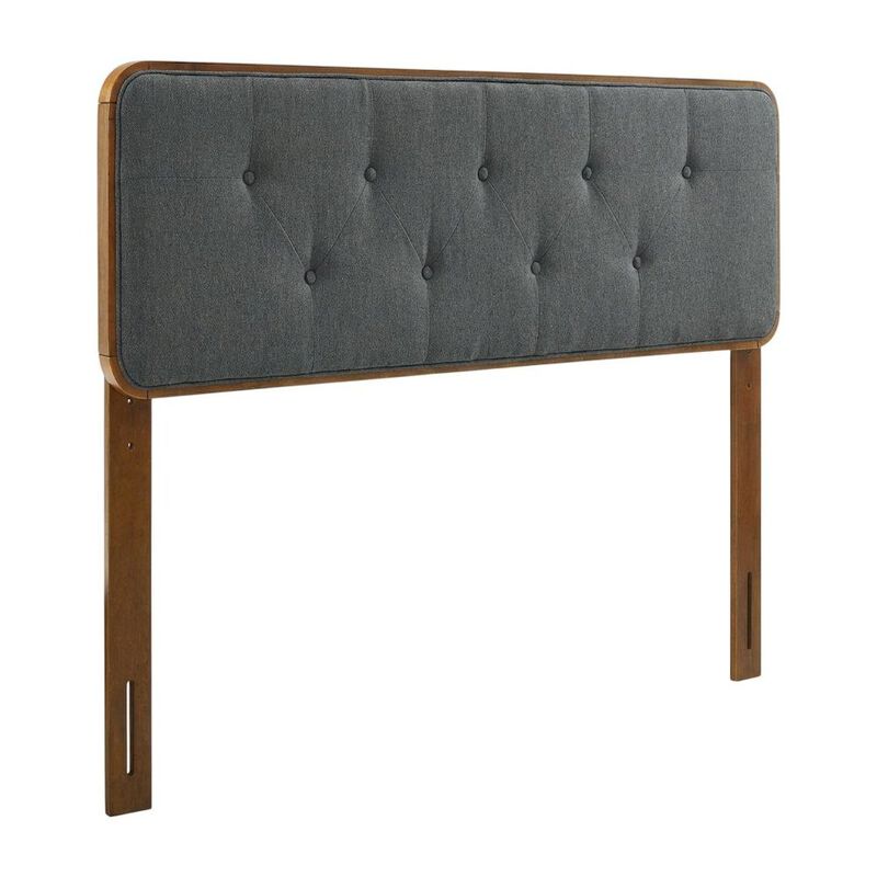Tufted Fabric Full Headboard with Wood Frame in Neutral Finish image number 0