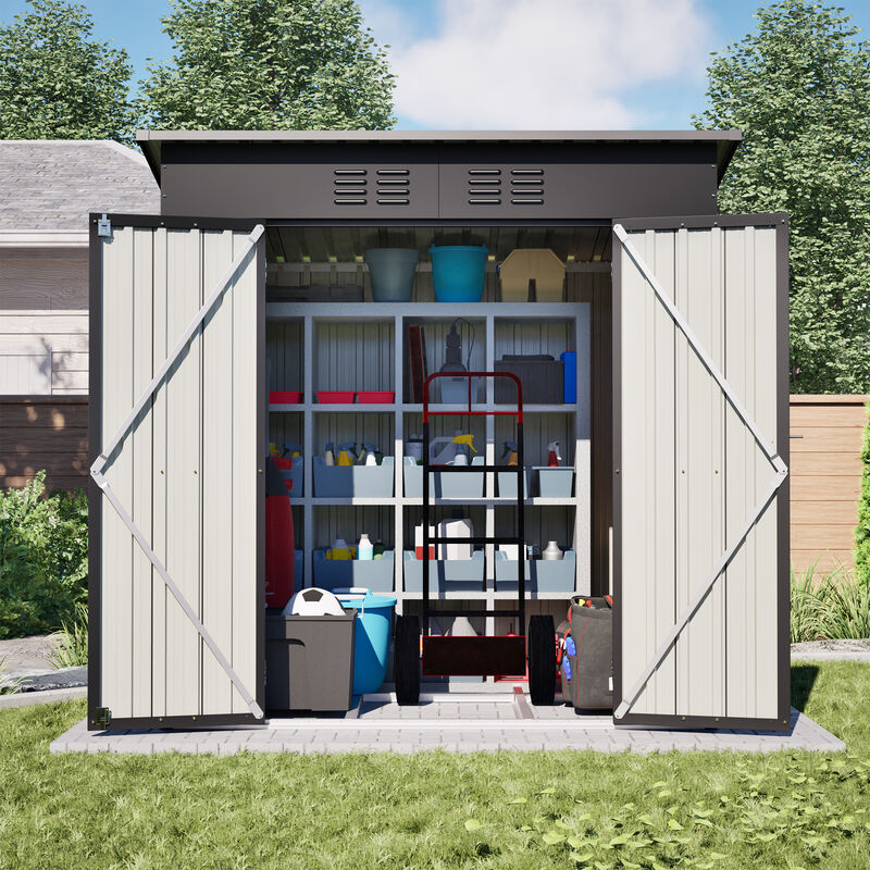 6 x 4 ft Outdoor Storage Shed, All Weather Tool Shed for Garden, Backyard, Lawn, Black image number 1