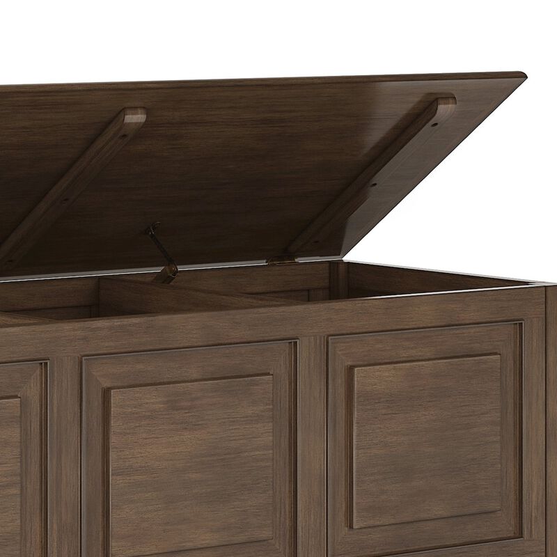 Simpli Home Connaught Solid Wood Storage Bench Trunk In Natural Aged Brown