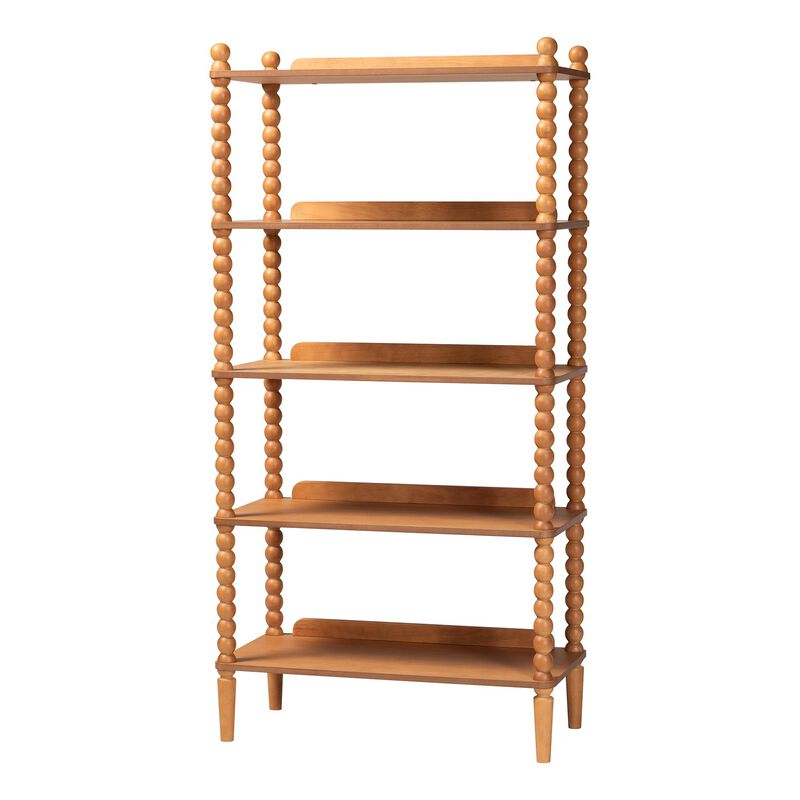 Baxton Studio Lucera Bobbin Display Shelf - 5-Tier Open Frame Vertical Bookcase with Spindle Posts for Living Room or Office image number 0