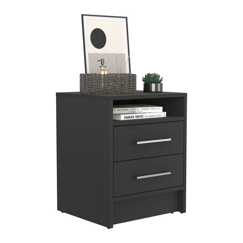 Leyva Nightstand 23.6" H, with 2 Drawers and 1 Shelf, Black