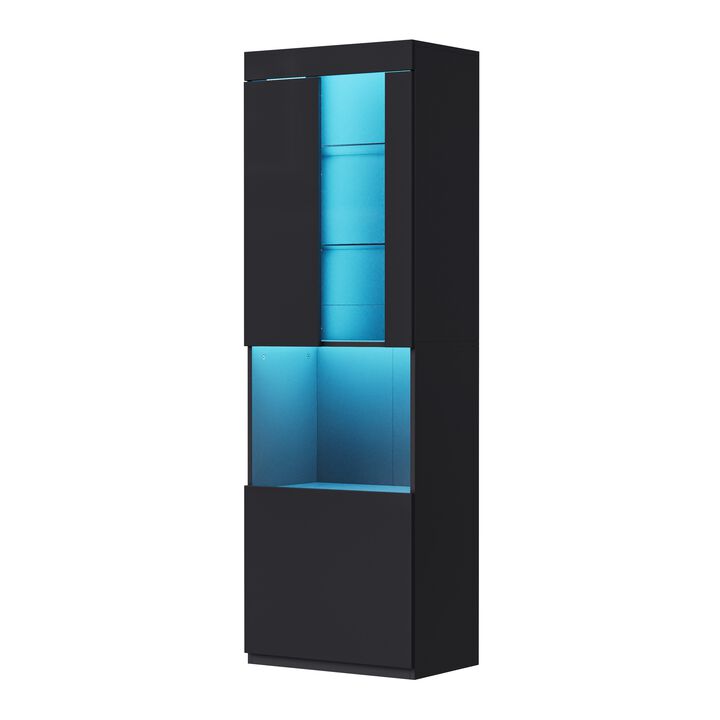 Merax High Gloss Storage Cabinet with LED Lights