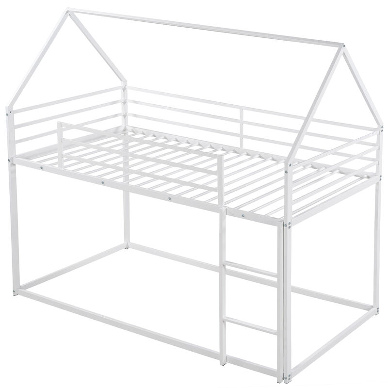 Whisen Twin over Twin House Bunk Bed with Built-in Ladder