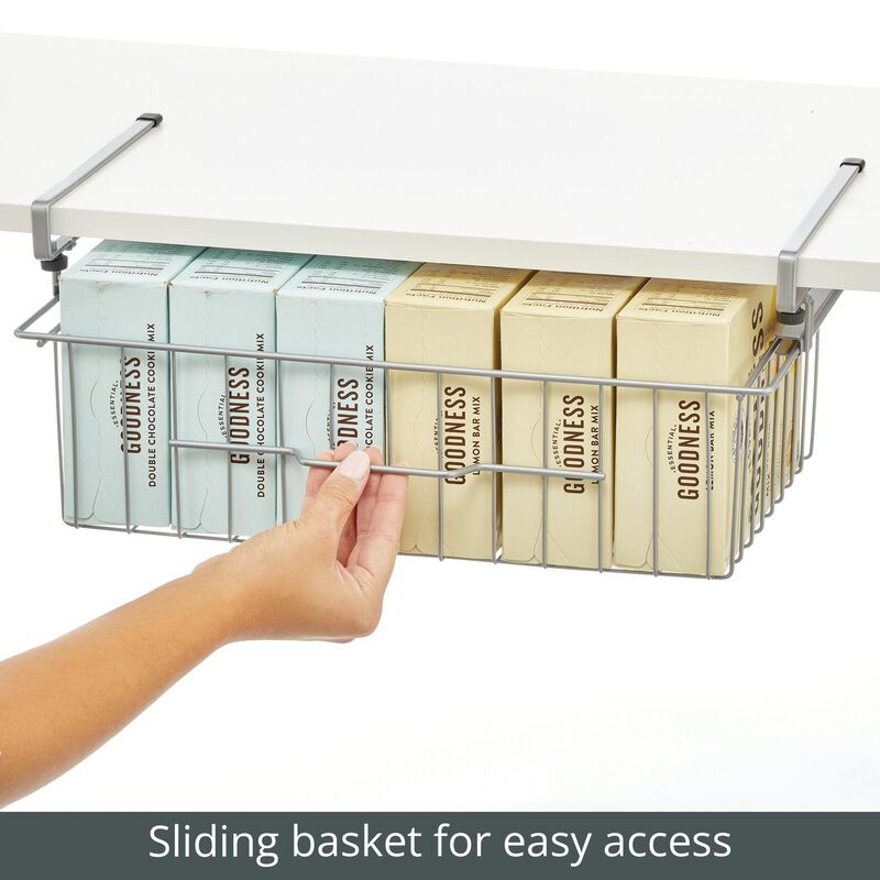 mDesign Large Wire Hanging Drawer Basket, Attach to Shelf, 4 Pack - Black image number 5