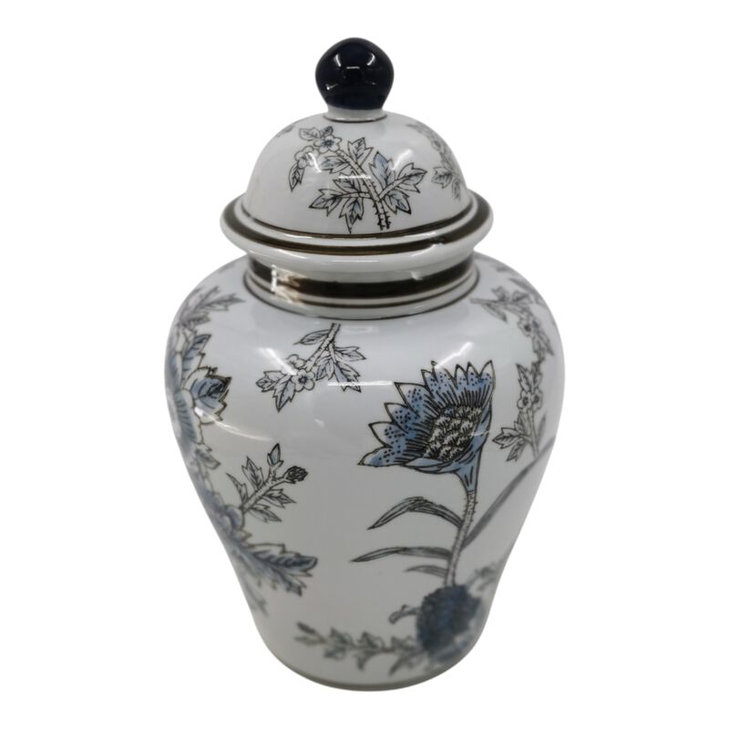 Floral Temple Jar, Brown/Blue image number 2