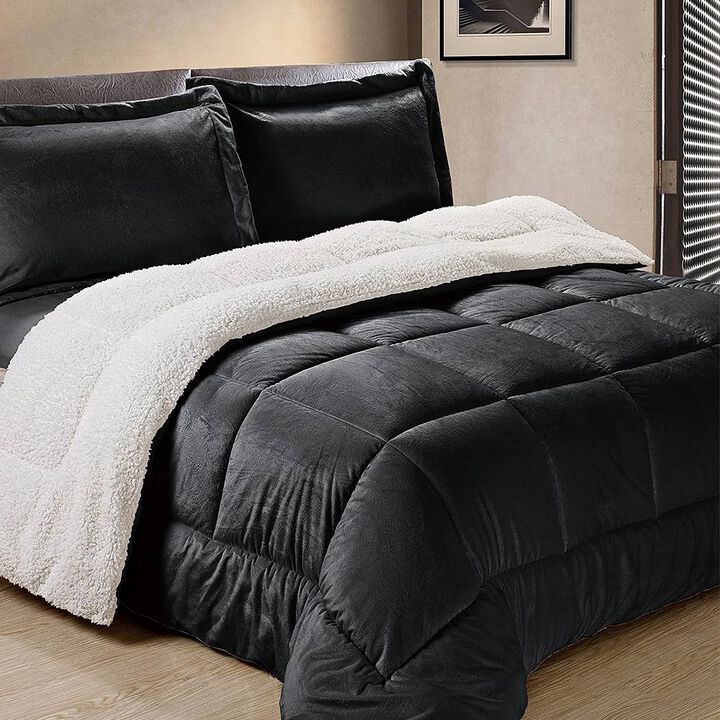 2 Piece Ultra Soft Sherpa Wrinkle Resistant Comforter Set