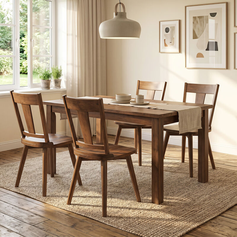 Set of 4 Wooden Dining Chairs with Solid Wood Backrests for Kitchen and Dining image number 6