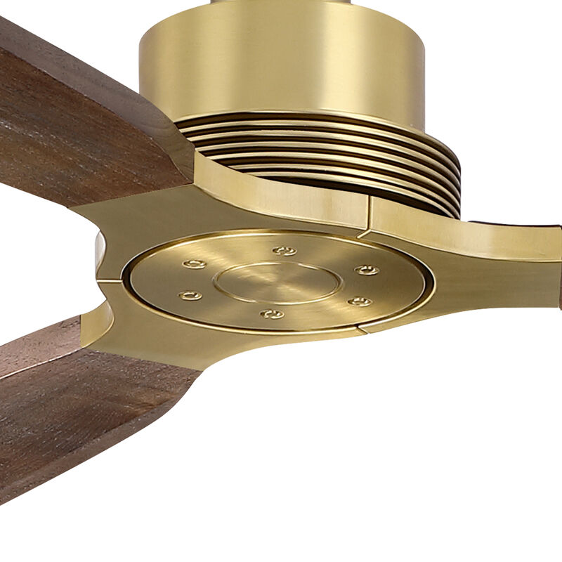 84" Mid Century Modern Natural Brass Solid Wood 6 Speed Extra Large Ceiling Fan No Light with Remote Control image number 9