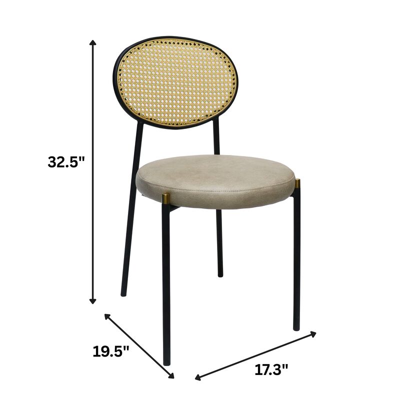 LeisureMod Euston Modern Dining Chair with Wicker Back and Leather Seat, Indoor Kitchen, Dining Room, Home, Contemporary Side Chair Seating