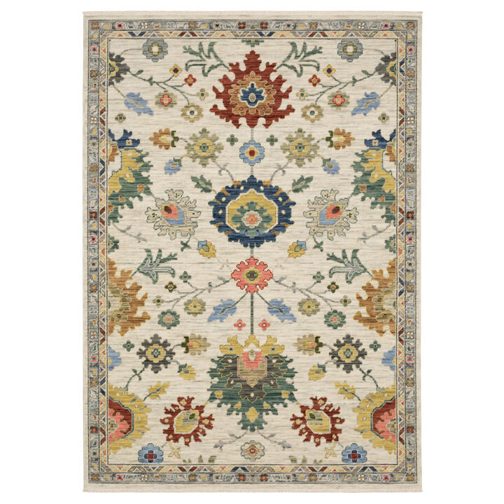 HomeRoots Oriental Area Rug With Fringe