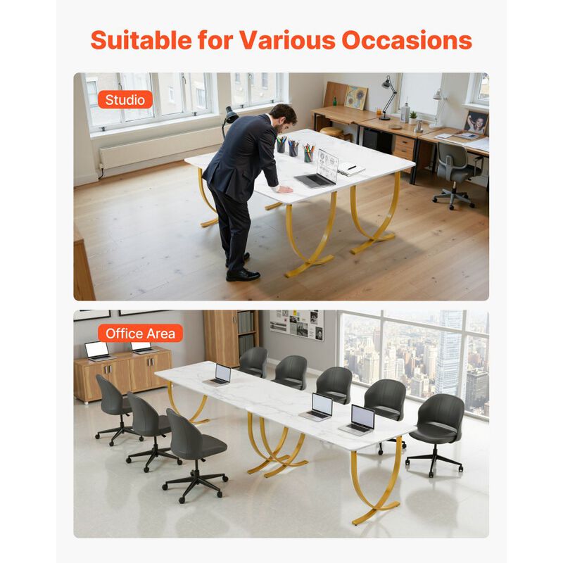 Large Executive Computer Desk, Modern Office Workstation for Conference Room and Home Office-White image number 3