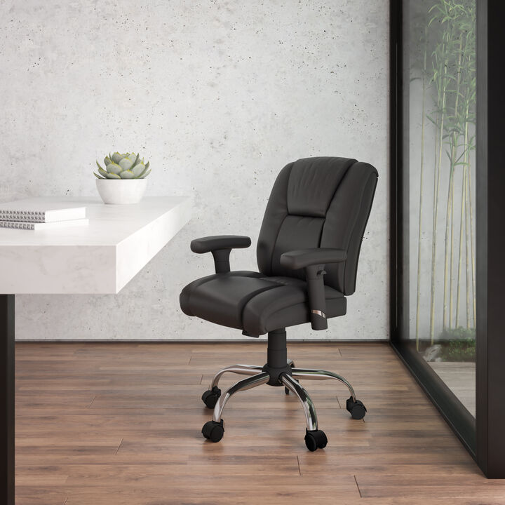 HERCULES Series Big & Tall 400 lb. Rated LeatherSoft Ergonomic Task Office Chair with Chrome Base and Adjustable Arms