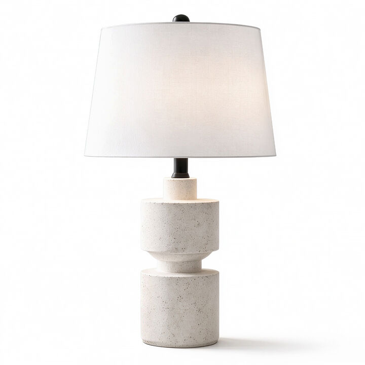 24.5" Modern Farmhouse Resin Table Lamp, 3-Way Dimmable, Hand-Painted Ivory Finish