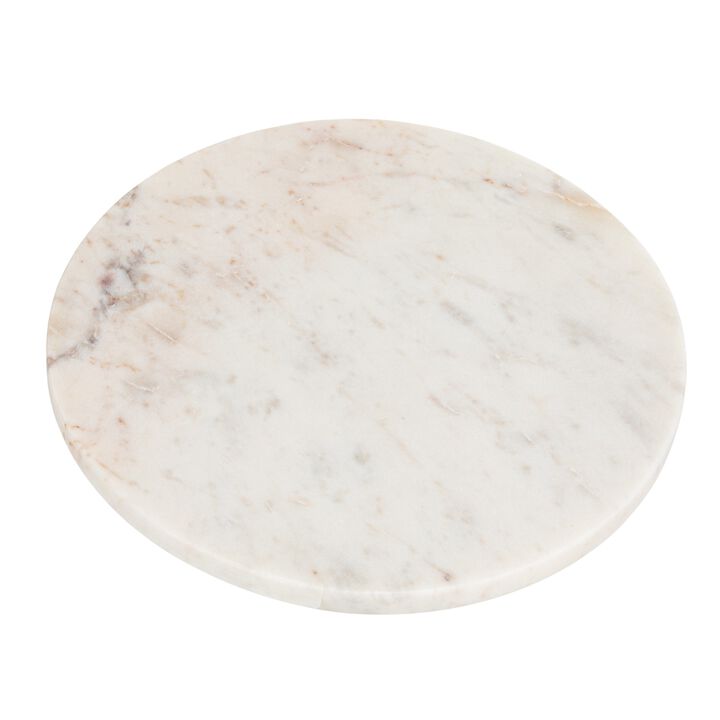 11‑Inch Round Marble Charcuterie and Cutting Board, White Finish
