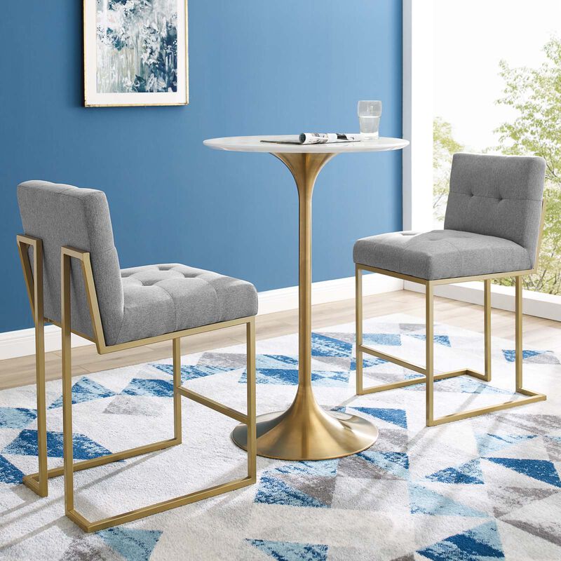 Privy Gold Stainless Steel Upholstered Fabric Counter Stool Set of 2 image number 3