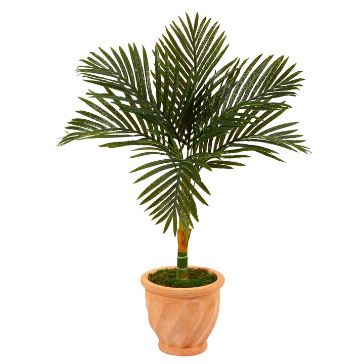HomPlanti 3.5 Feet Golden Cane Artificial Palm Tree in Terra-Cotta Planter