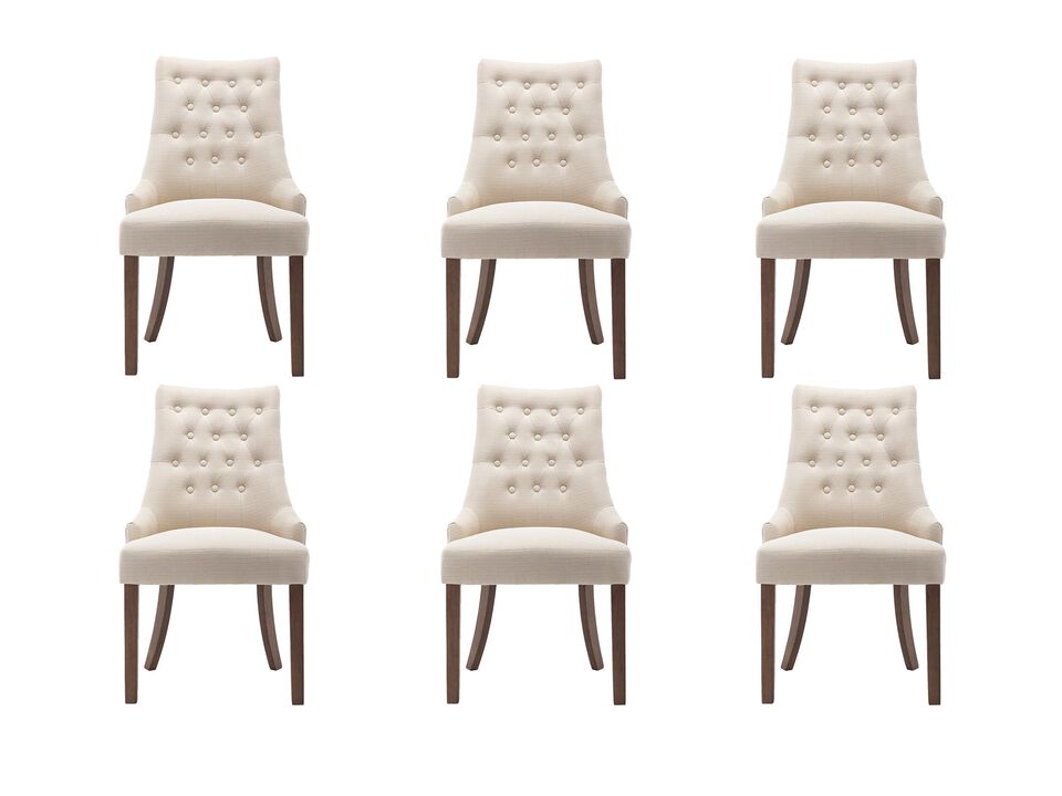 Tufted Upholstered Wingback Dining Chair, Set of 6