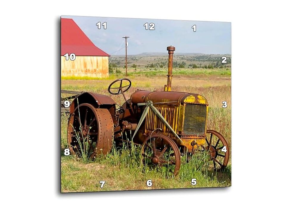 Oregon Shaniko Rusty Vintage Tractor Field Wall Clock 10 Inch Home Decor