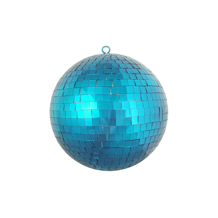 Peacock Blue Mirrored Glass Disco Ball Christmas Ornament 8" (200mm)