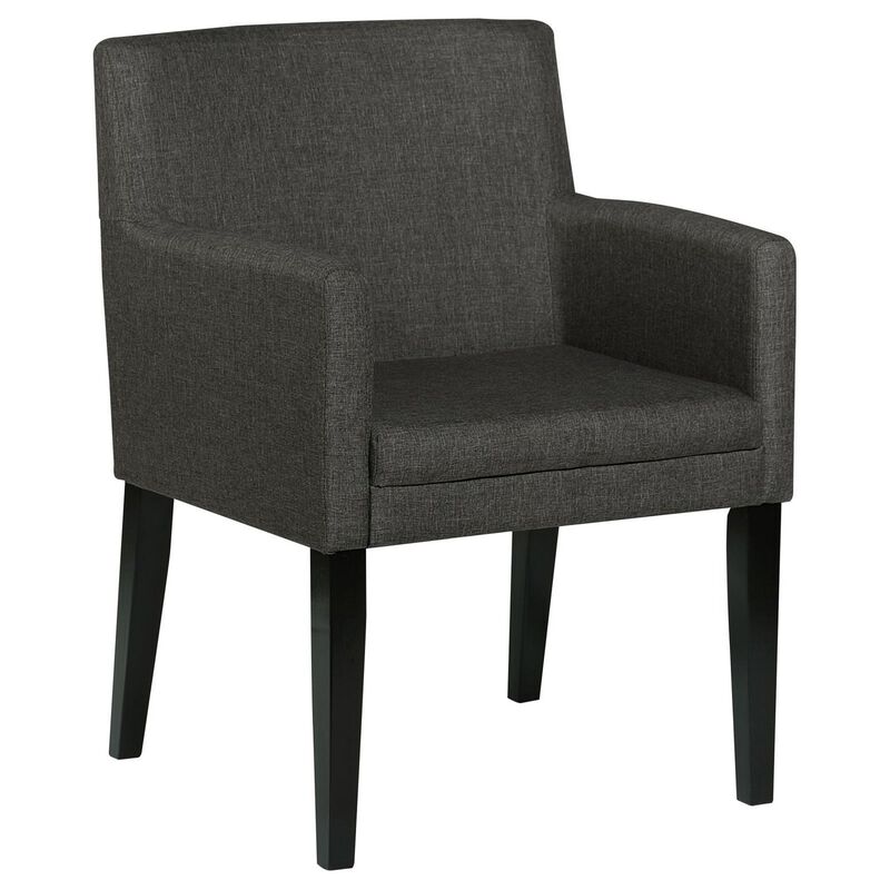 Kinza 24 Inch Armchair Set of 2, Gray, Cushioned Seat, Wood Block Legs