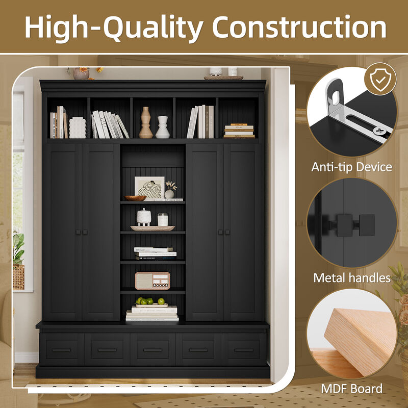 Merax Multi-Functional Storage Hall Tree with Enclosed Cabinets, Open Shelving & Spacious Drawers image number 5