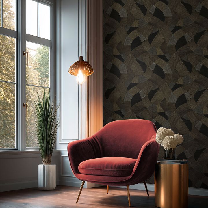 Havana 2 Geometric Brown Wallpaper HV41076
