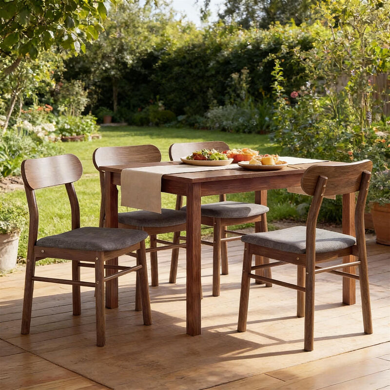 Set of 4 Comfortable Arched Back Dining Chairs - Upholstered Kitchen Chairs with Padded Seats image number 1