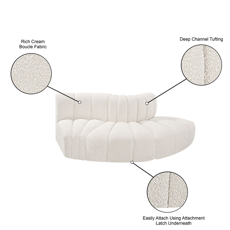 Meridian Furniture Arc Cream Boucle Fabric Modular Sofa image number 6