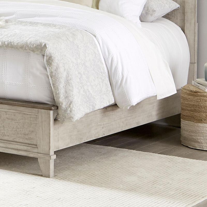 Liberty Furniture Ivy Hollow Queen Panel Bed in Weathered Linen Finish w/ Dusty Taupe Tops image number 4