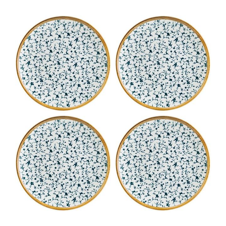 Calif dia.6.75" Round Decorated Porcelain Plate (Set of 4)