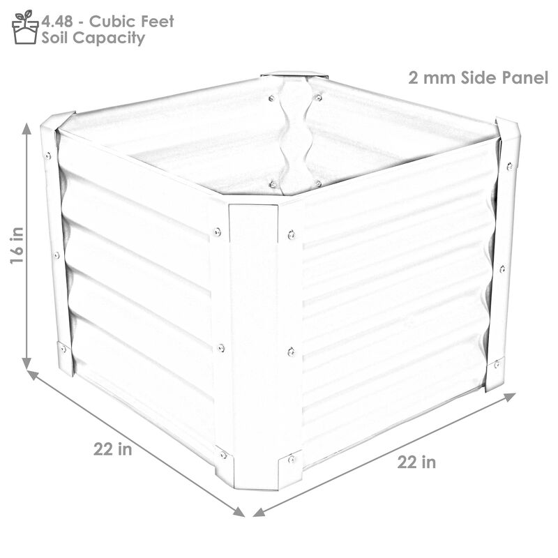 Sunnydaze Powder-Coated Steel Square Raised Garden Bed - Gray - 22 in
