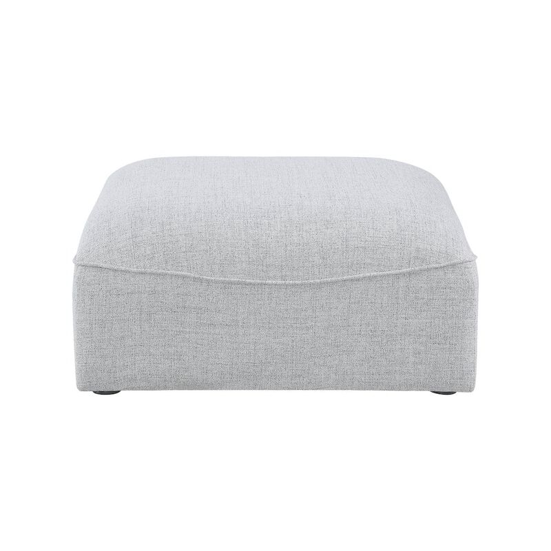 Meridian Furniture Miramar Grey Durable Linen Textured Ottoman