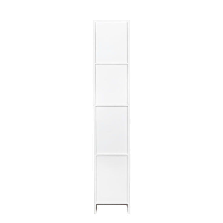 Freestanding Cabinet with Inadjustable Shelves and two Doors for Kitchen, Dining Room, White