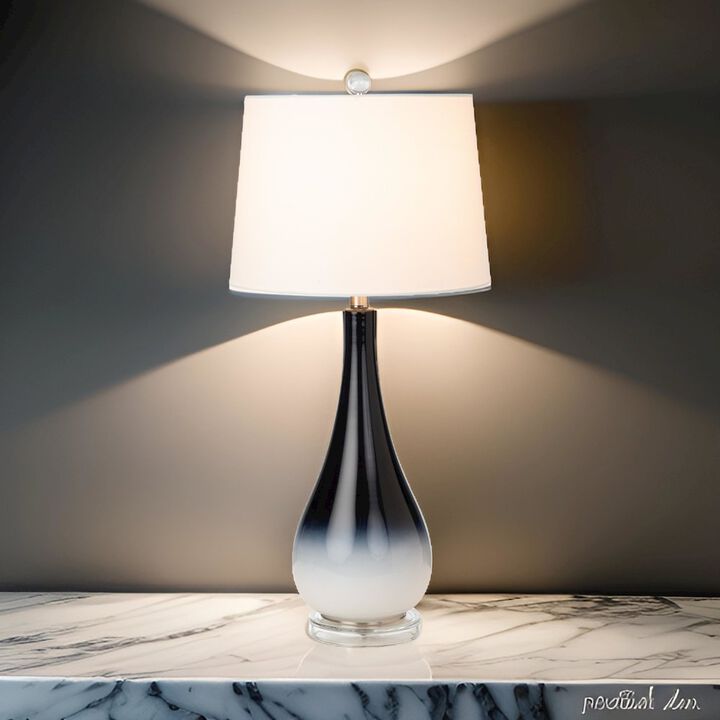 Lux Lighting Serenity 30.5 Black / White Glass Table Lam, (Set of 2)