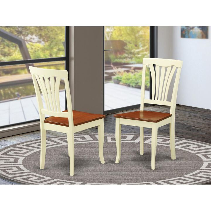 Avon Dining Chair Wood Seat - Buttermilk and Cherry Finish, Set of 2