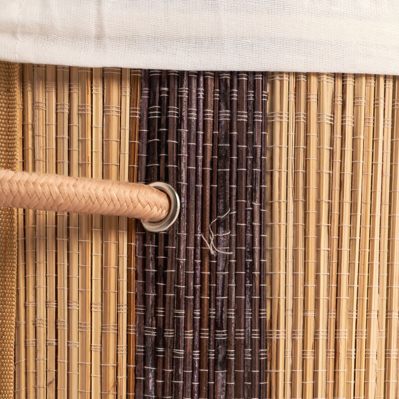 Round Coconut Stick Collapsible Waterproof Laundry Hamper with Lid and Handles for Organizer, Clothes, Toy Durable Folder Washing Bin for Easy Carrying