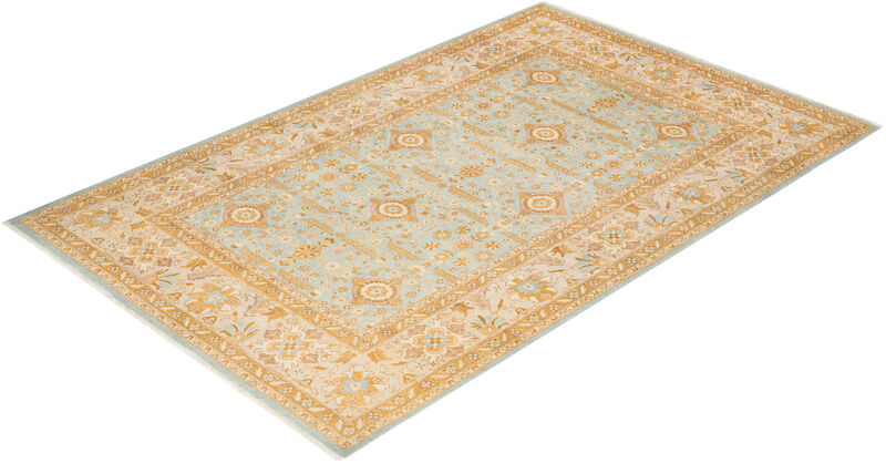 Eclectic, One-of-a-Kind Hand-Knotted Area Rug  - Light Blue, 5' 10" x 9' 3" image number 8