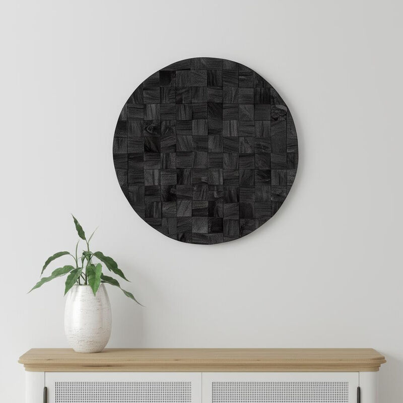 HomeRoots Into the Abyss II 24" X 24" Dark Brown Geometric Wood Circle Hanging Dimensional Sculpture image number 1