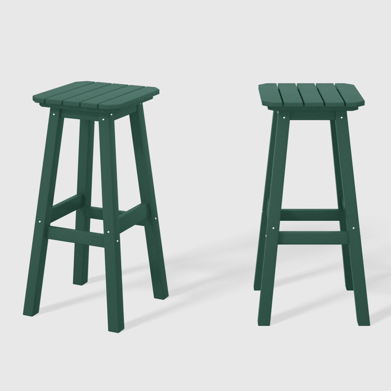 WestinTrends 29" HDPE Outdoor Patio Square Bar Stools (Set of 2)