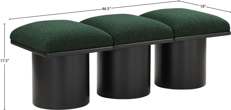 Meridian Furniture Pavilion Green Boucle Fabric Bench